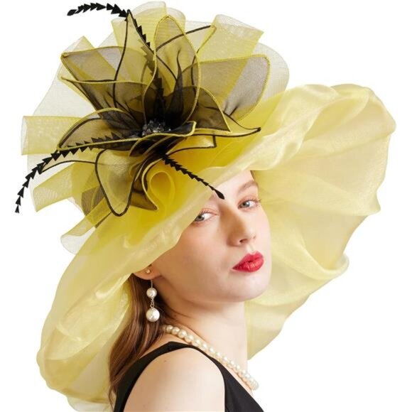 Women\'s Organza Church Derby Hat Wide Brim Sun Caps Tea Party Hat main image 9